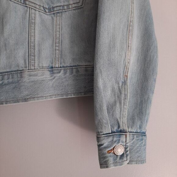 BANANA REPUBLIC Oversized Boxy Classic Button Down Jean Jacket Blue Sz XS - Picture 7 of 15